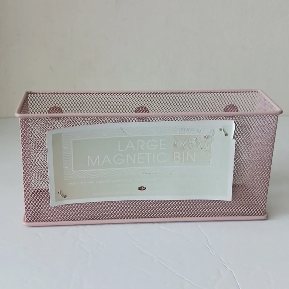 Mesh Magnetic Locker Magnetic Safe Space Storage Box Bin Blush Pink by MSA NEW
